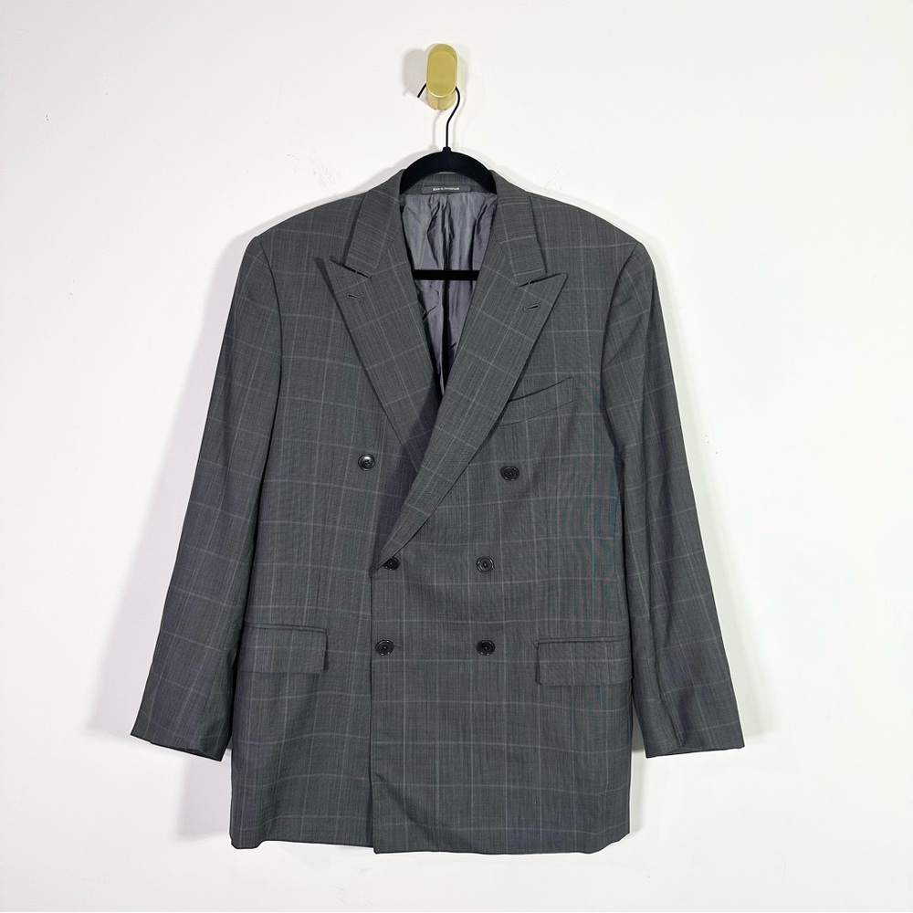 Ermenegildo Zegna Cool Effect Gray Windowpane Plaid Blazer Jacket